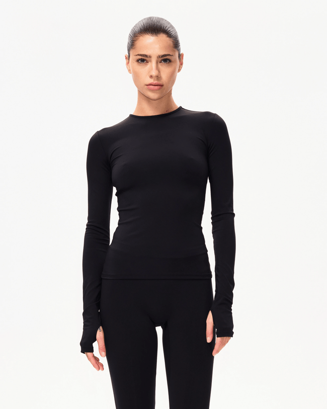 Long Sleeve Thumb Hole Tee | Black