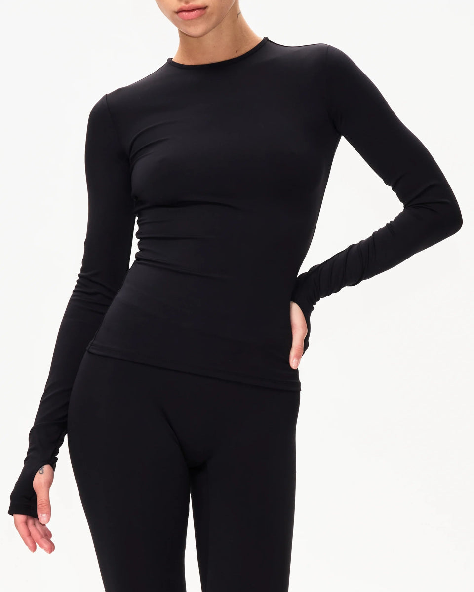 Long Sleeve Thumb Hole Tee | Black