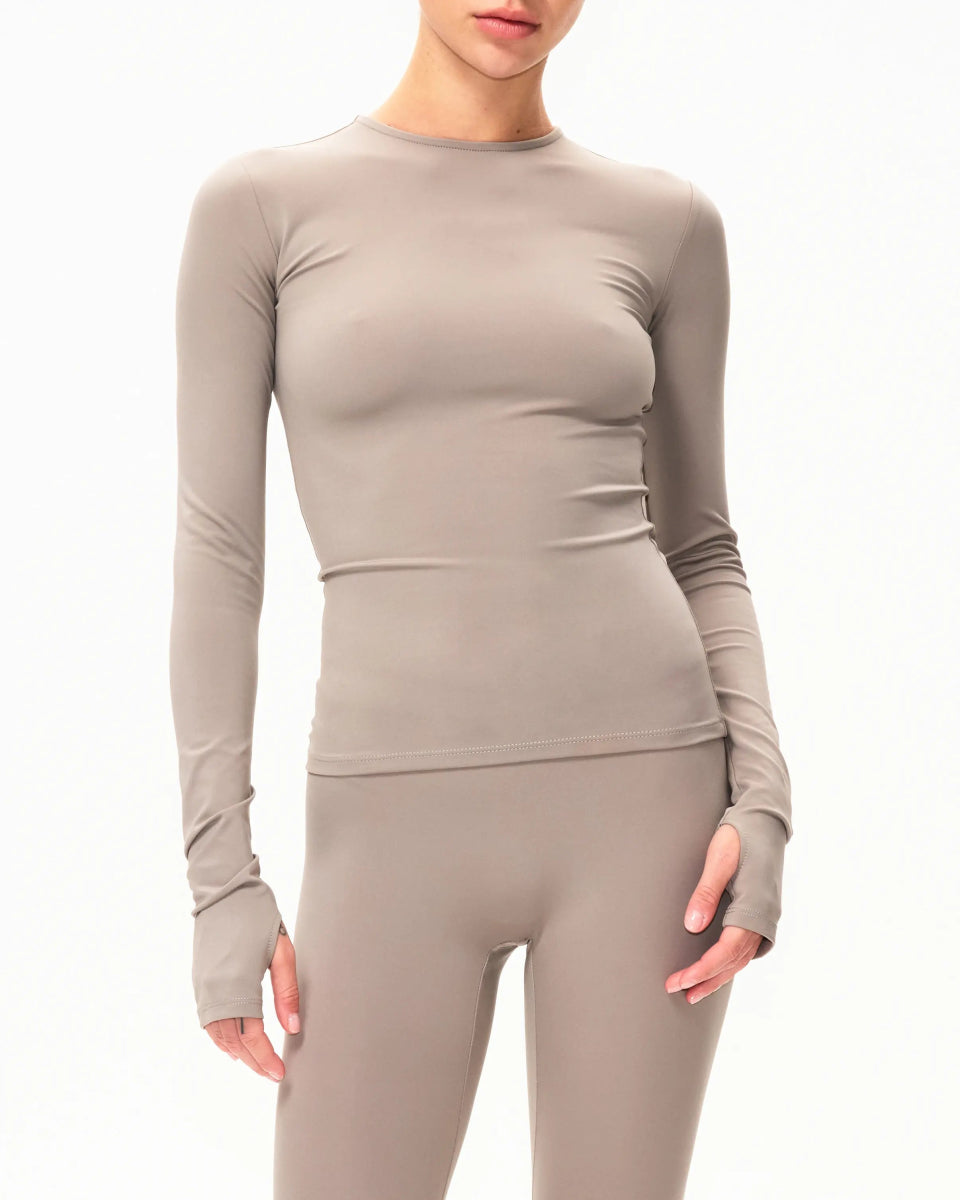 Long Sleeve Thumb Hole Tee | Cement