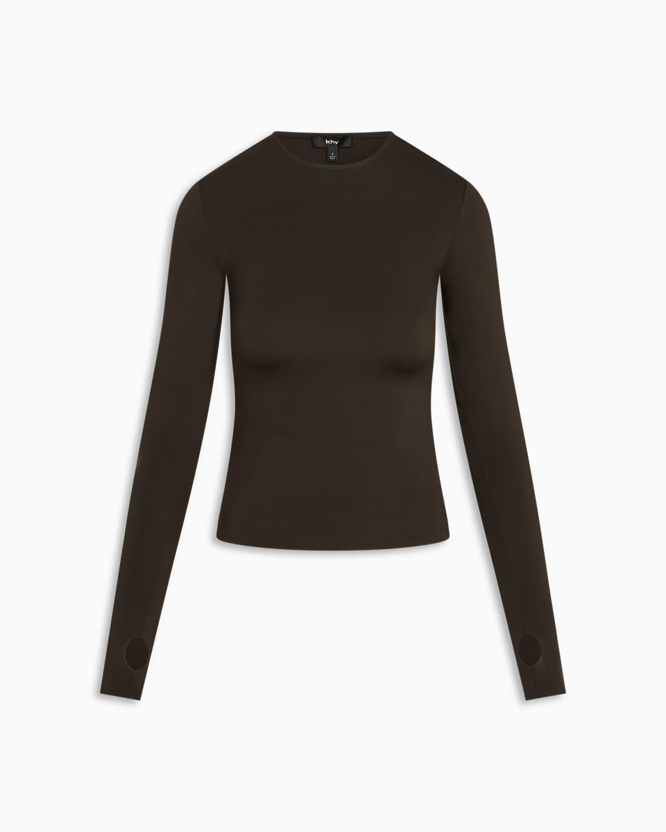 Long Sleeve Thumb Hole Tee | Chocolate
