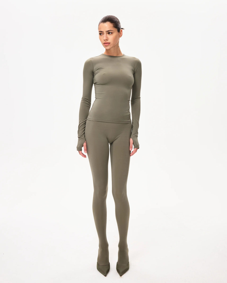 Long Sleeve Thumb Hole Tee | Dusty Olive