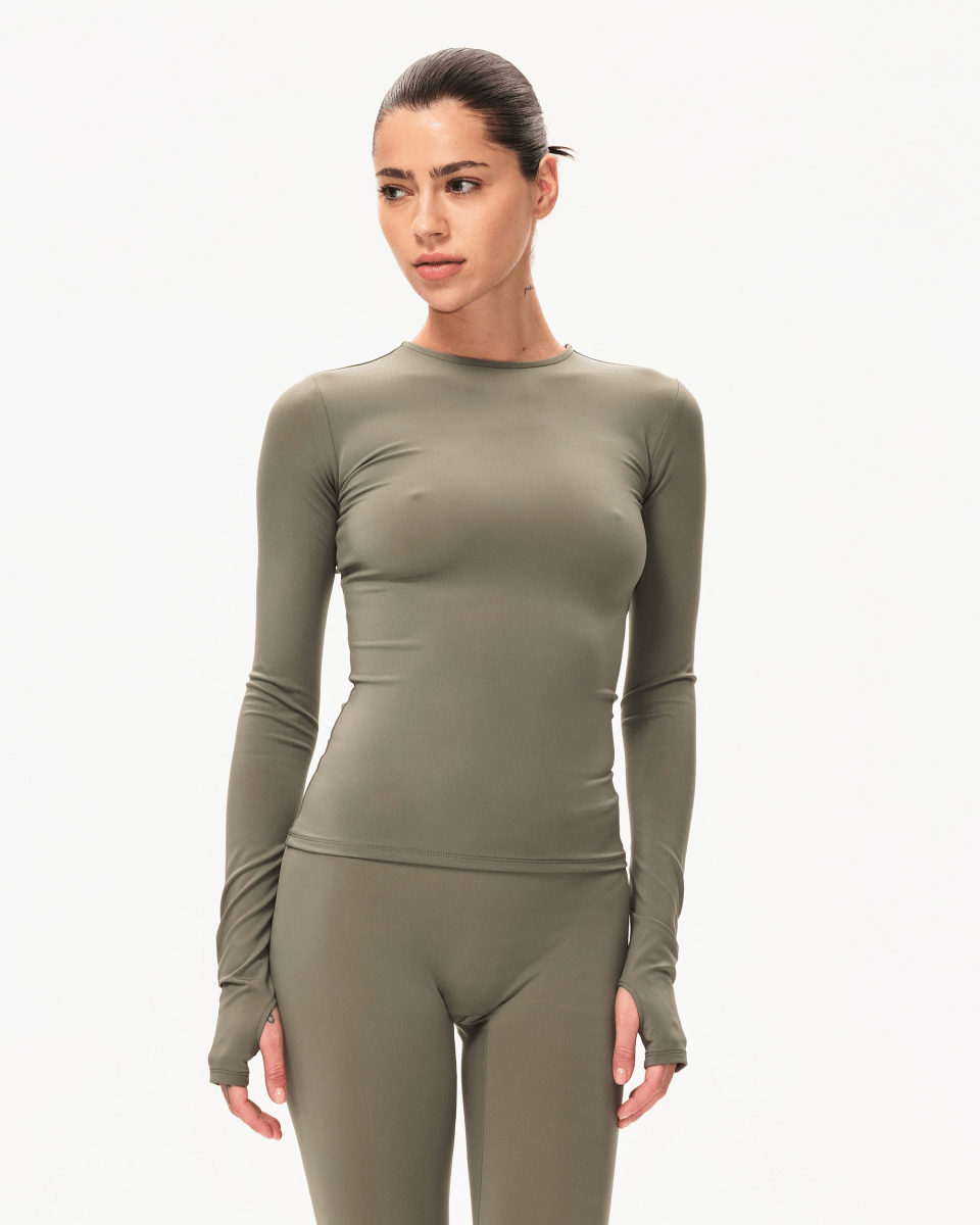 Long Sleeve Thumb Hole Tee | Dusty Olive