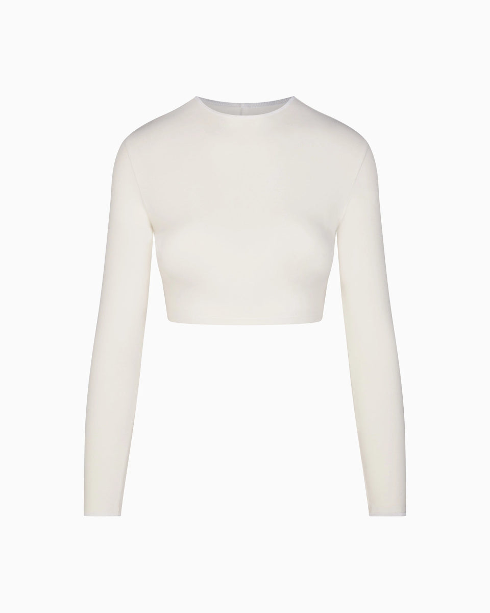 Long Sleeve Wrap Top | Ecru