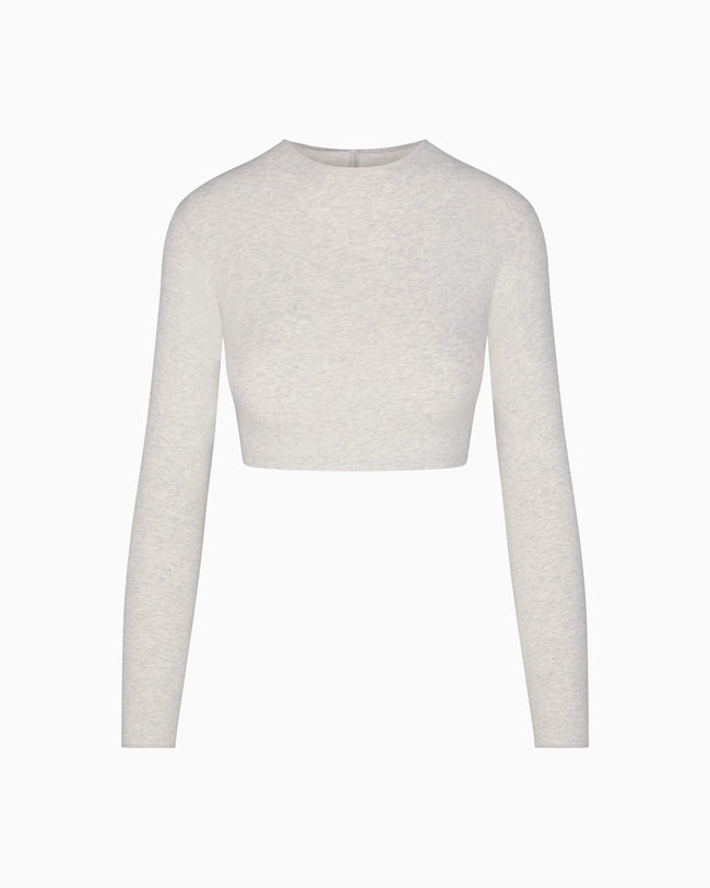 Long Sleeve Wrap Top | Light Heather Grey