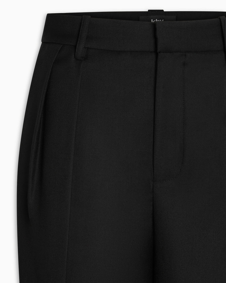 Low Rise Pleated Trouser | Black