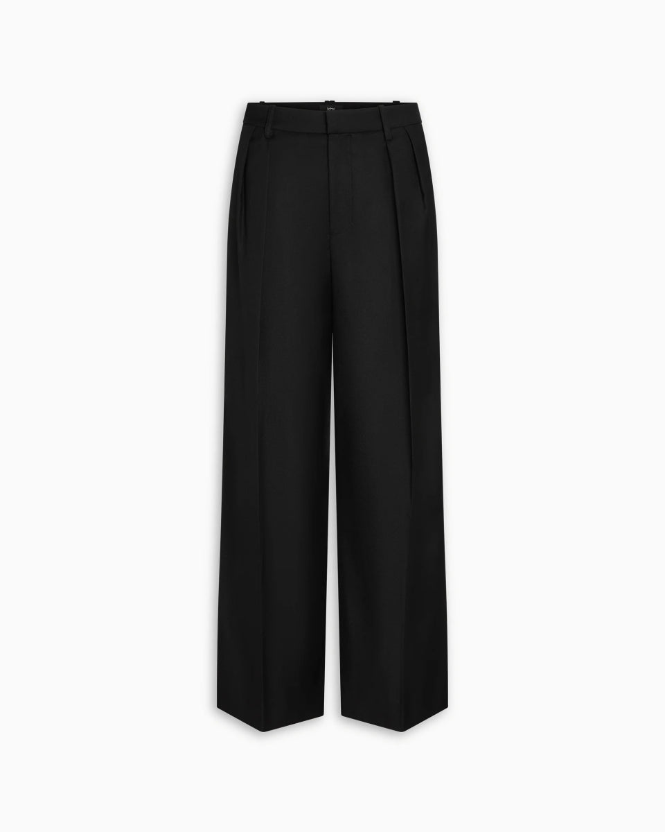 Low Rise Pleated Trouser | Black