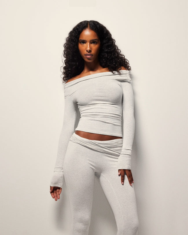 Off The Shoulder Long Sleeve | Heather Grey