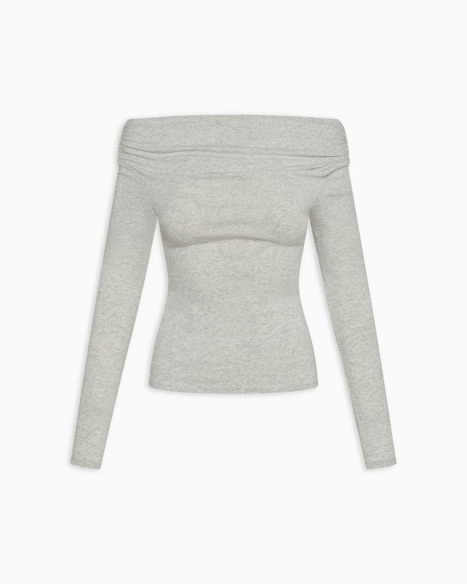 Off The Shoulder Long Sleeve | Heather Grey