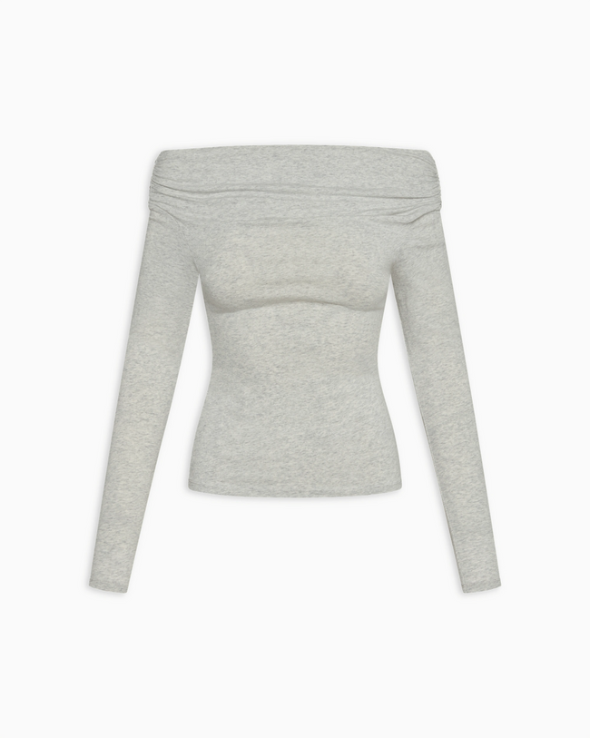 Off The Shoulder Long Sleeve | Heather Grey