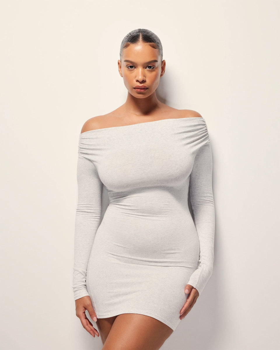 Off The Shoulder Mini Dress | Heather Grey