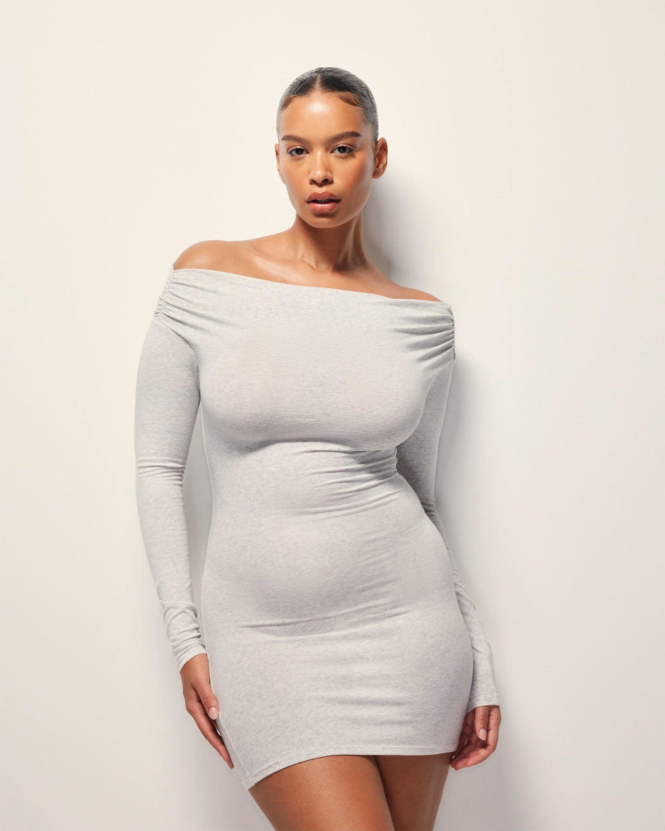 Off The Shoulder Mini Dress | Heather Grey