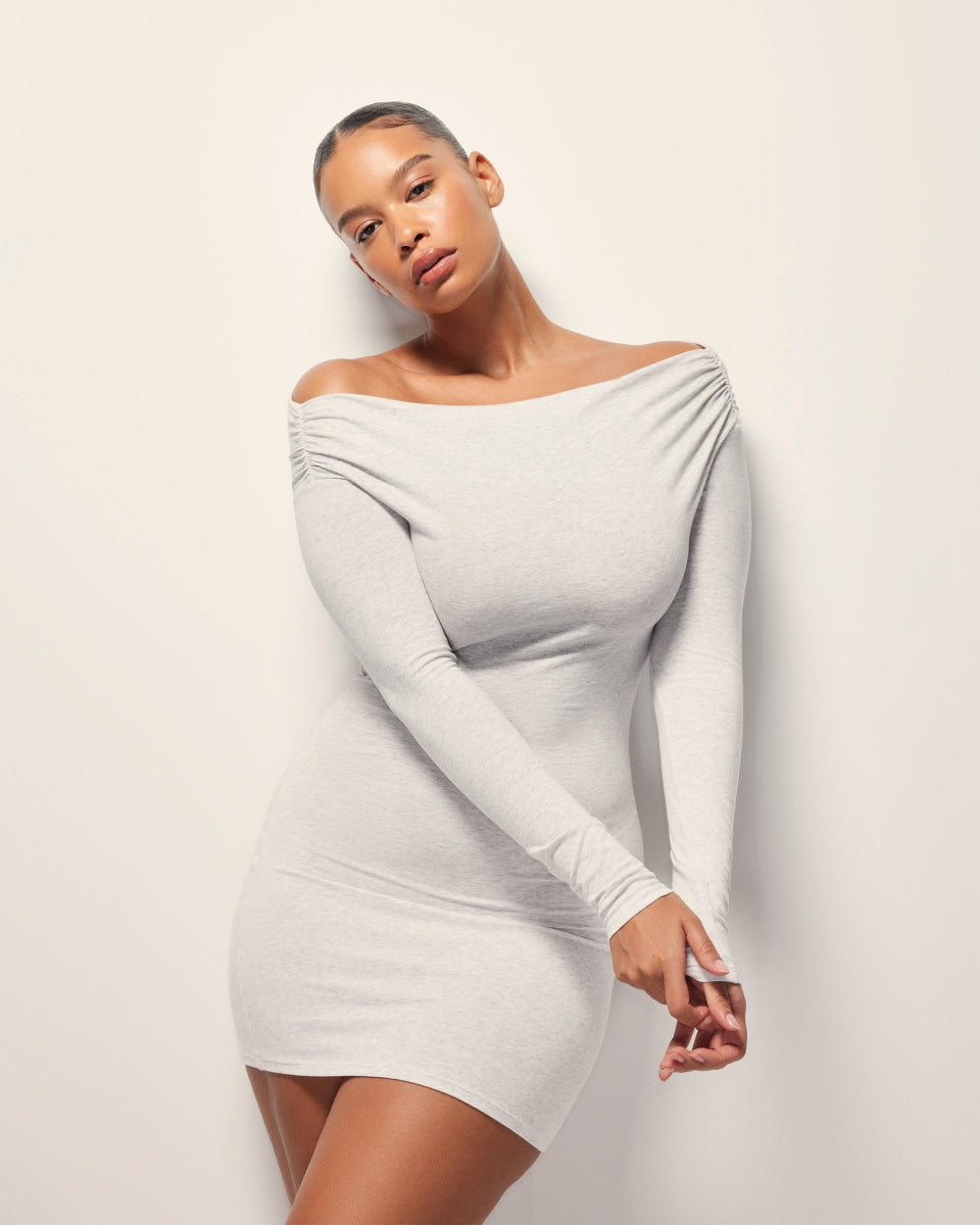 Off The Shoulder Mini Dress | Heather Grey