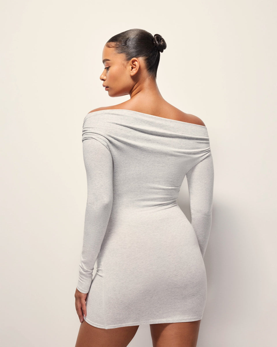 Off The Shoulder Mini Dress | Heather Grey