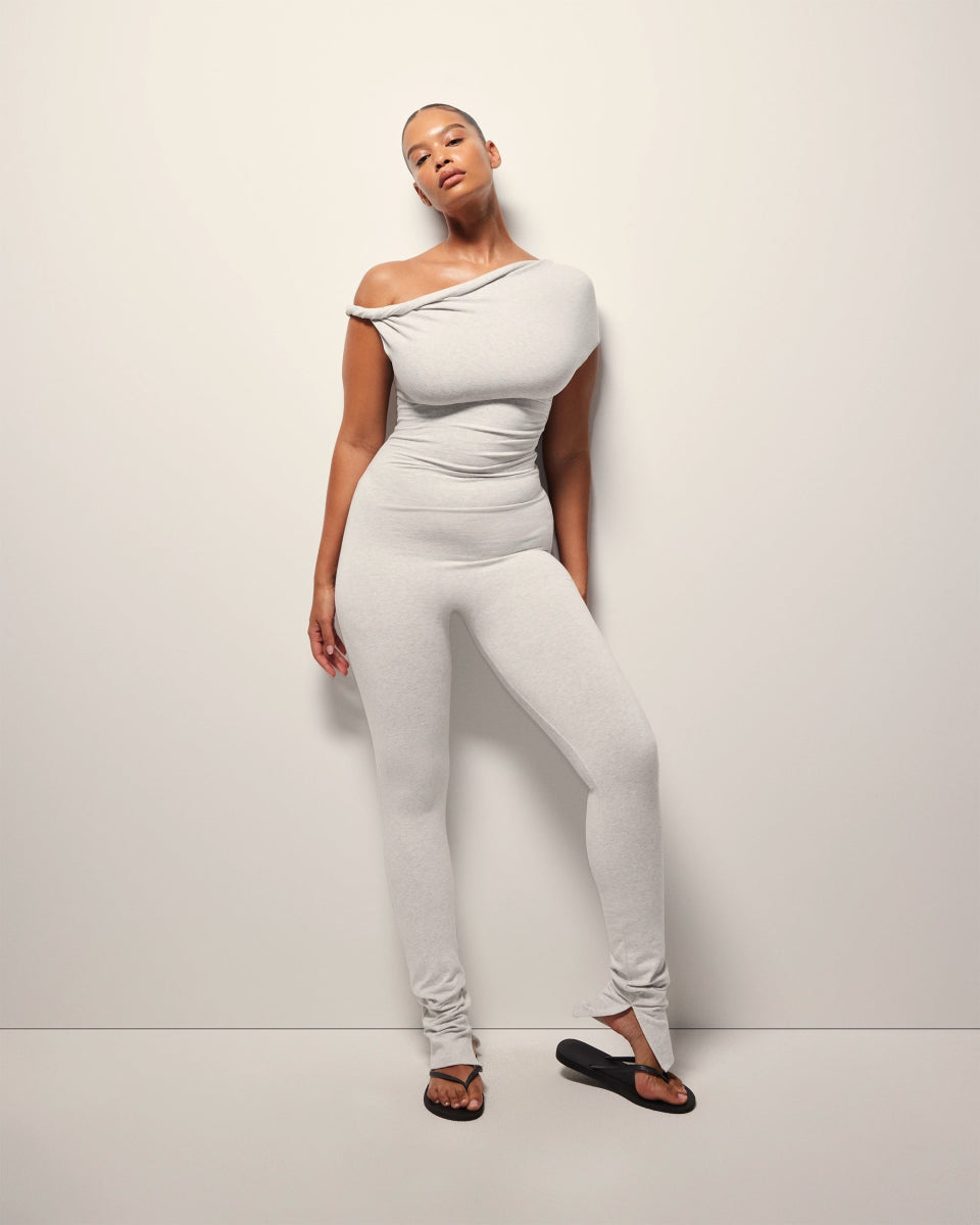 Off The Shoulder Twisted Catsuit | Heather Grey – Khy