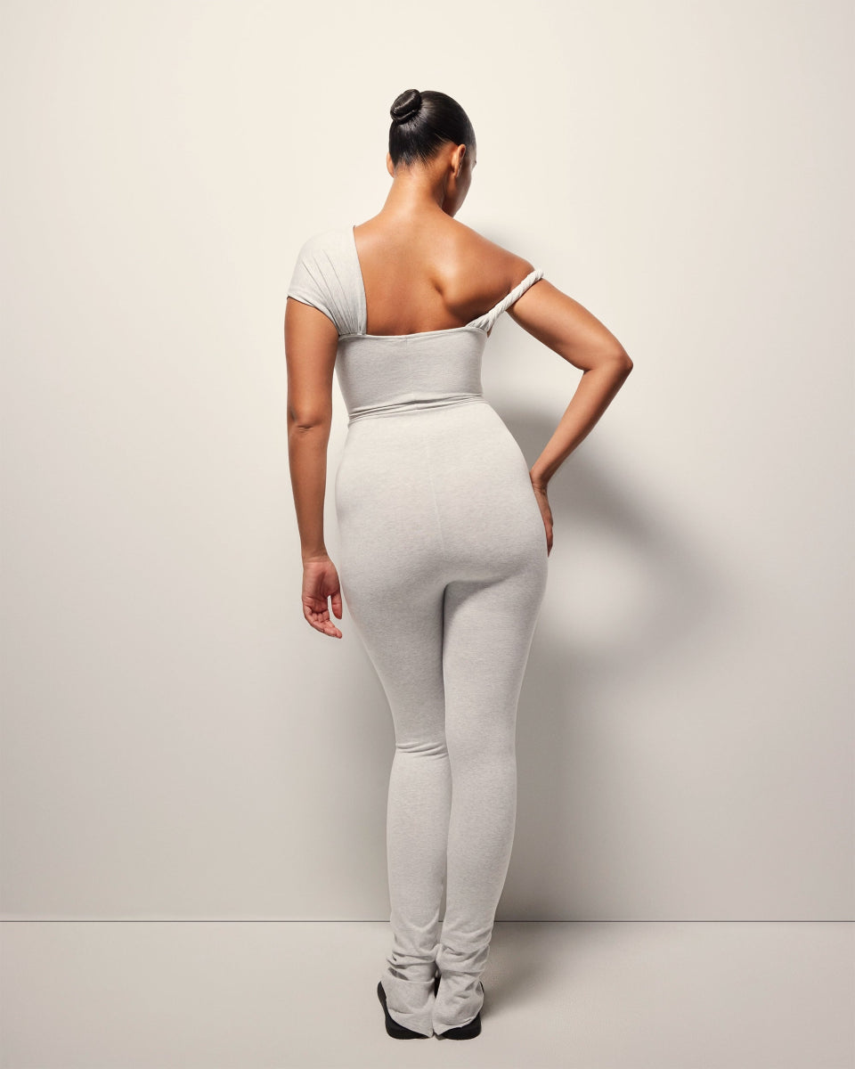 Off The Shoulder Twisted Catsuit | Heather Grey