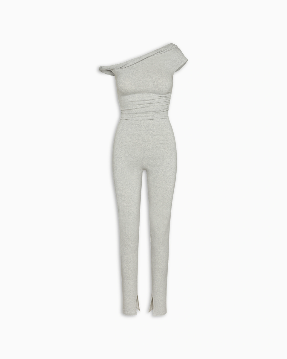 Off The Shoulder Twisted Catsuit | Heather Grey