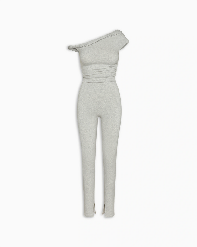 Off The Shoulder Twisted Catsuit | Heather Grey