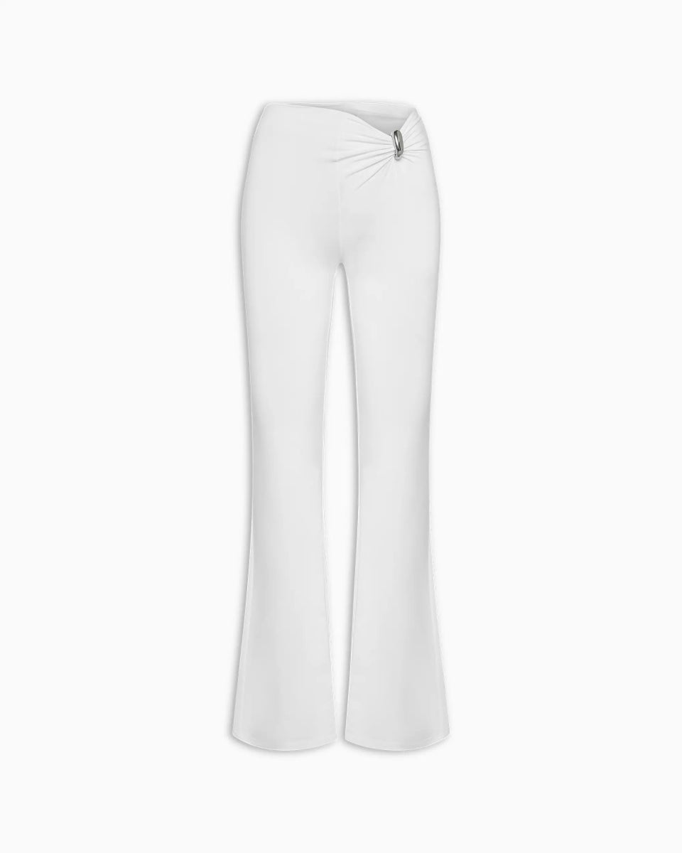 Pierced Cinch Pant | White