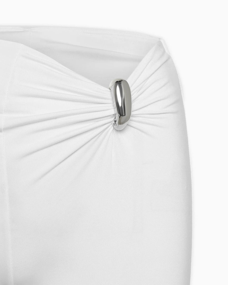 Pierced Cinch Pant | White