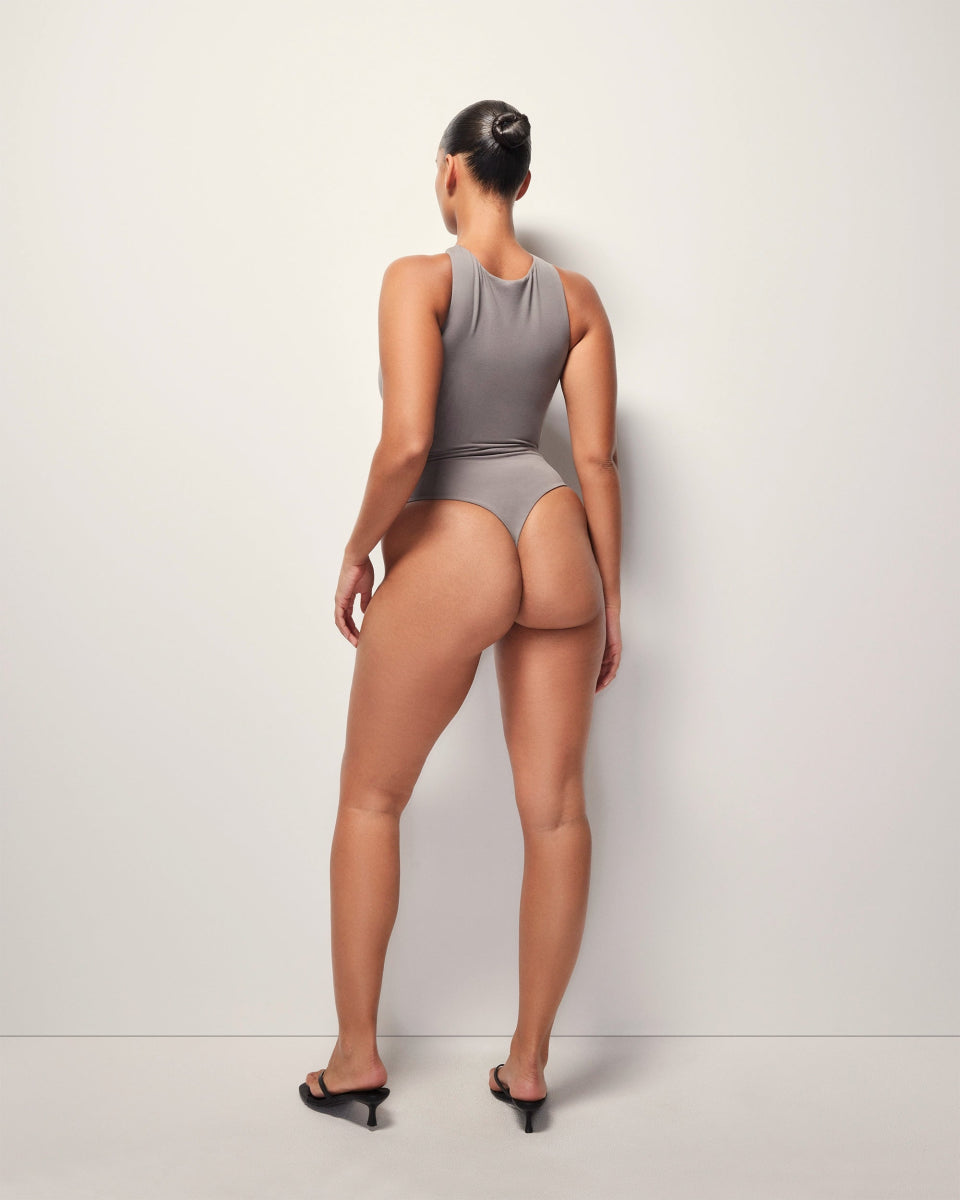 Pierced Halter Bodysuit | Slate