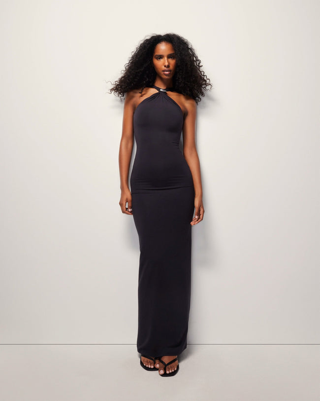 Pierced Halter Maxi Dress | Black