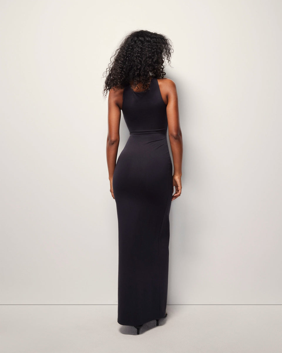 Pierced Halter Maxi Dress | Black