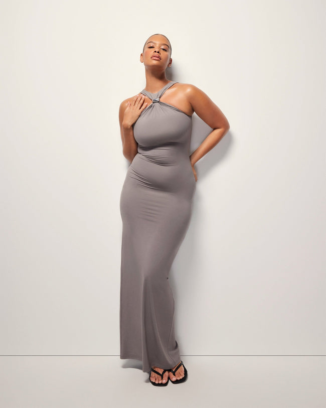 Pierced Halter Maxi Dress | Slate