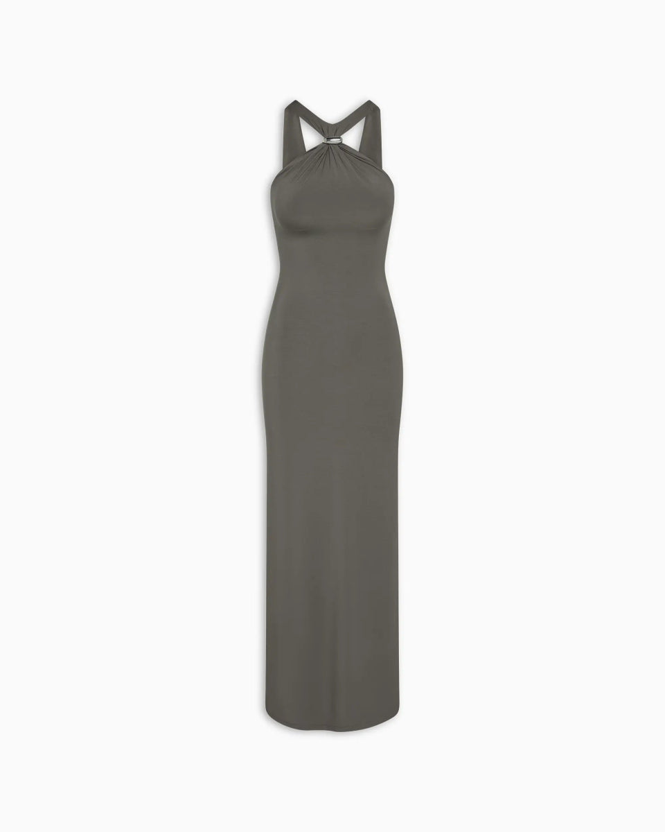 Pierced Halter Maxi Dress | Slate