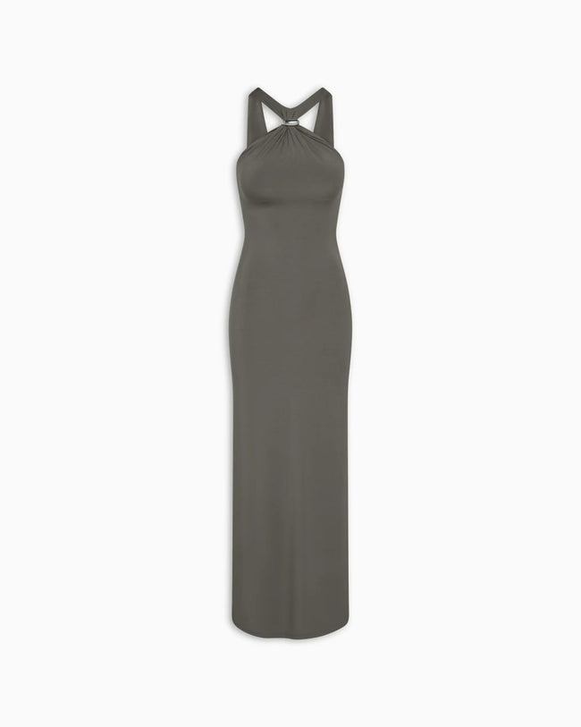 Pierced Halter Maxi Dress | Slate