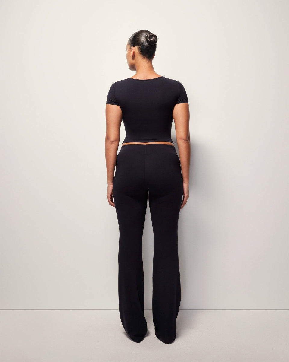 Pierced Short Sleeve Top | Black