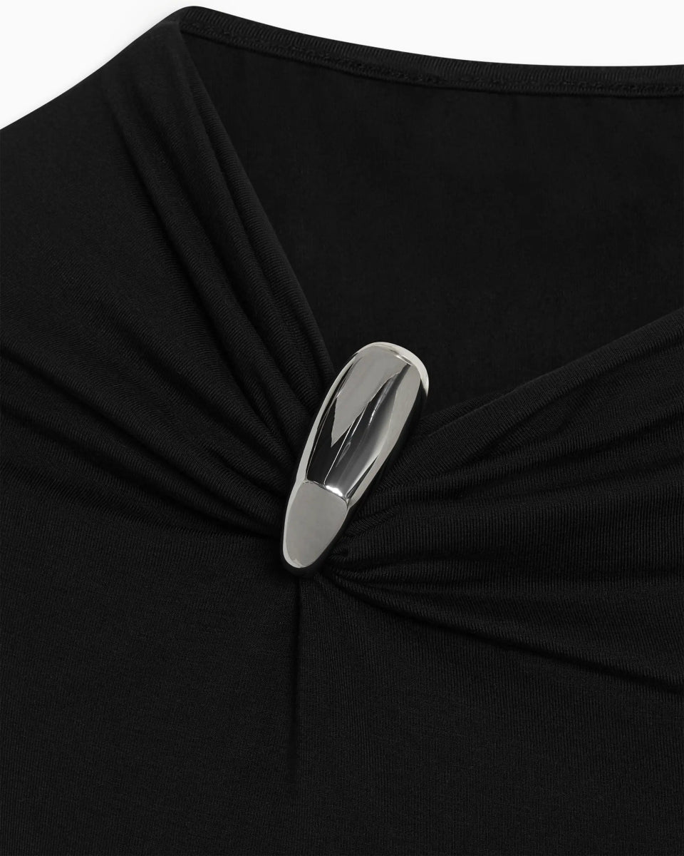 Pierced Short Sleeve Top | Black