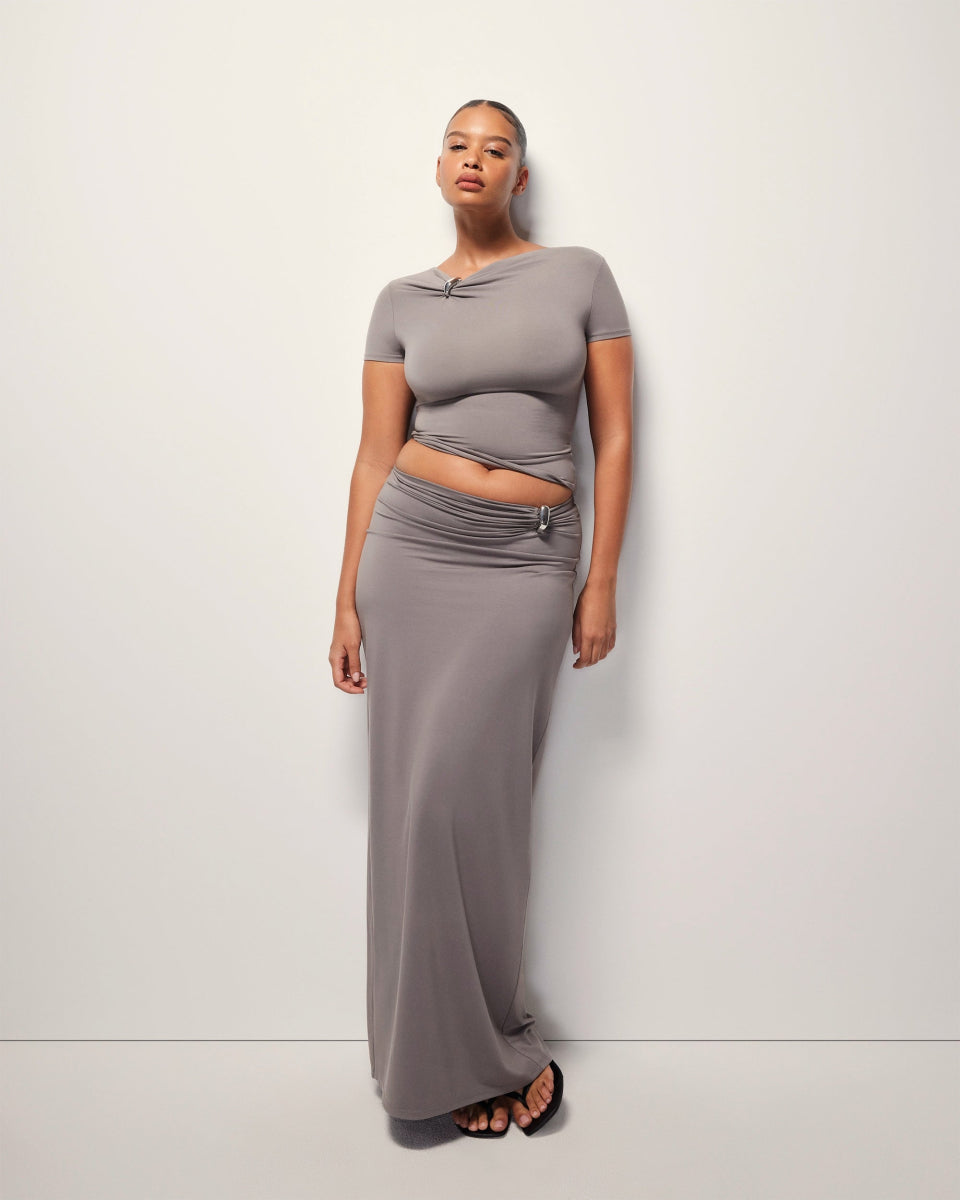 Pierced Short Sleeve Top | Slate