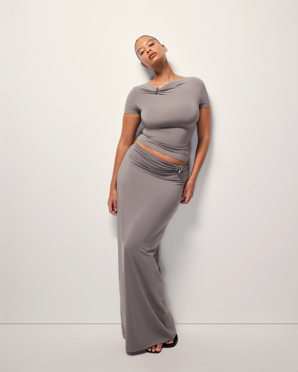 Pierced Short Sleeve Top | Slate