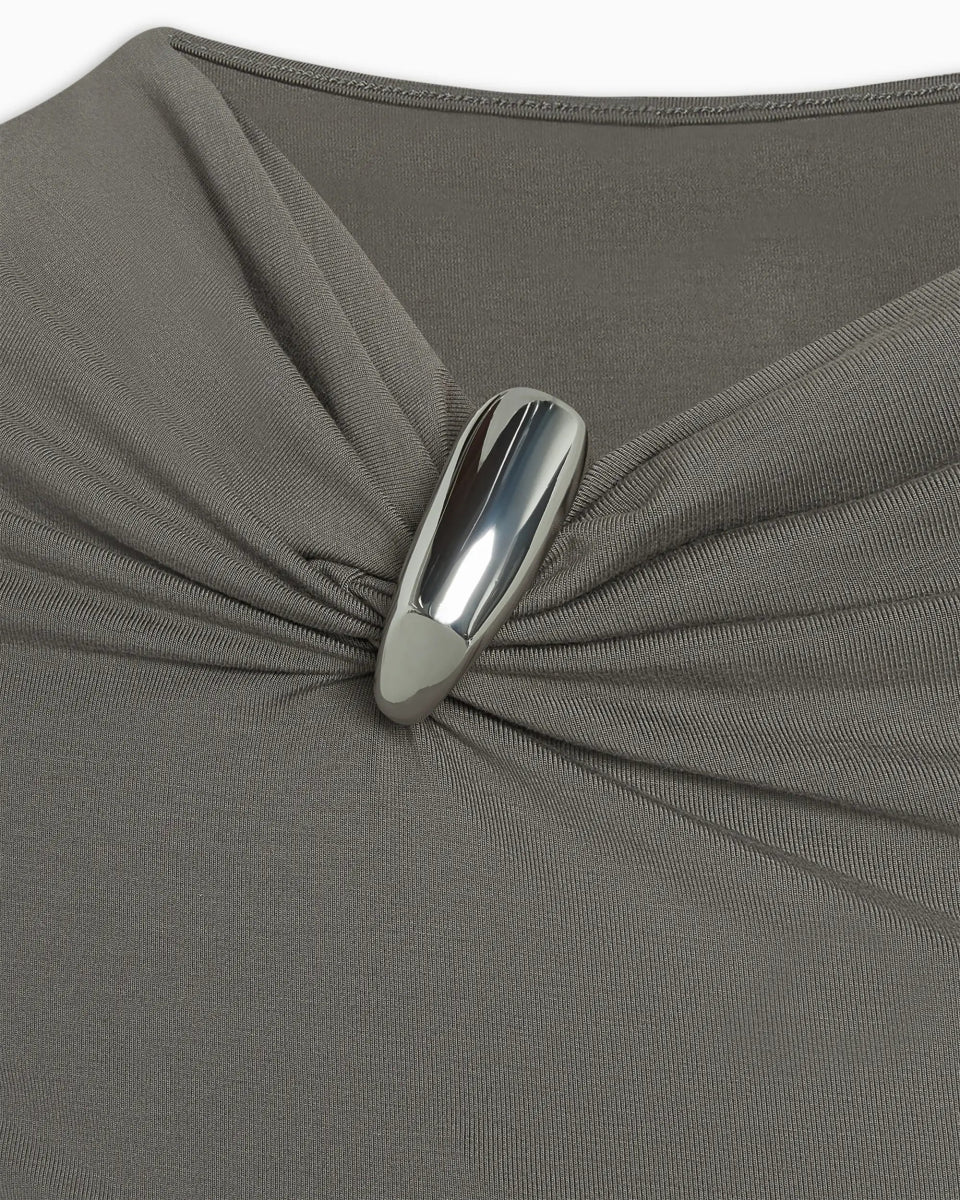 Pierced Short Sleeve Top | Slate