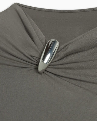 Pierced Short Sleeve Top | Slate