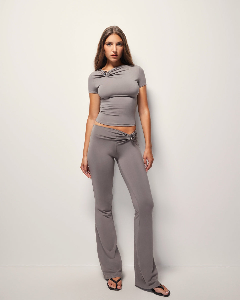 Pierced Short Sleeve Top | Slate