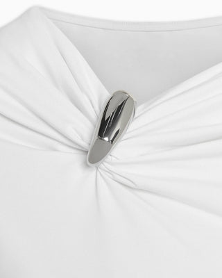 Pierced Short Sleeve Top | White