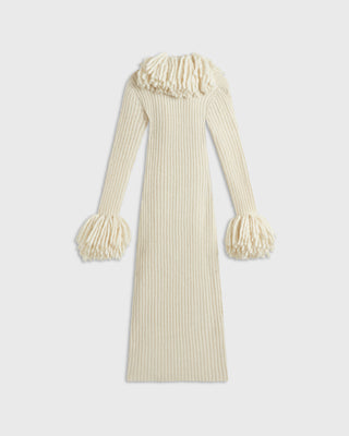 Fringe Robe Wool Cardigan | Ivory