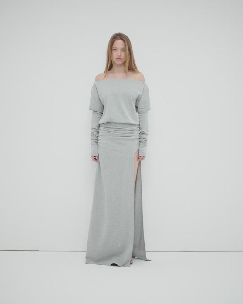fitted lace wedding dress Grace Maxi Dress in Heather Grey