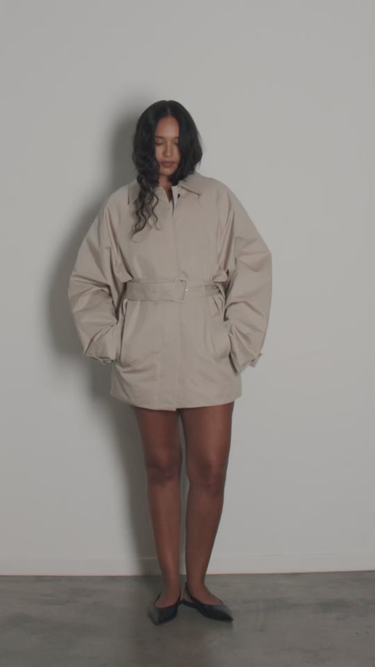 Taupe Short Trench Coat Outerwear Fitted | Khy