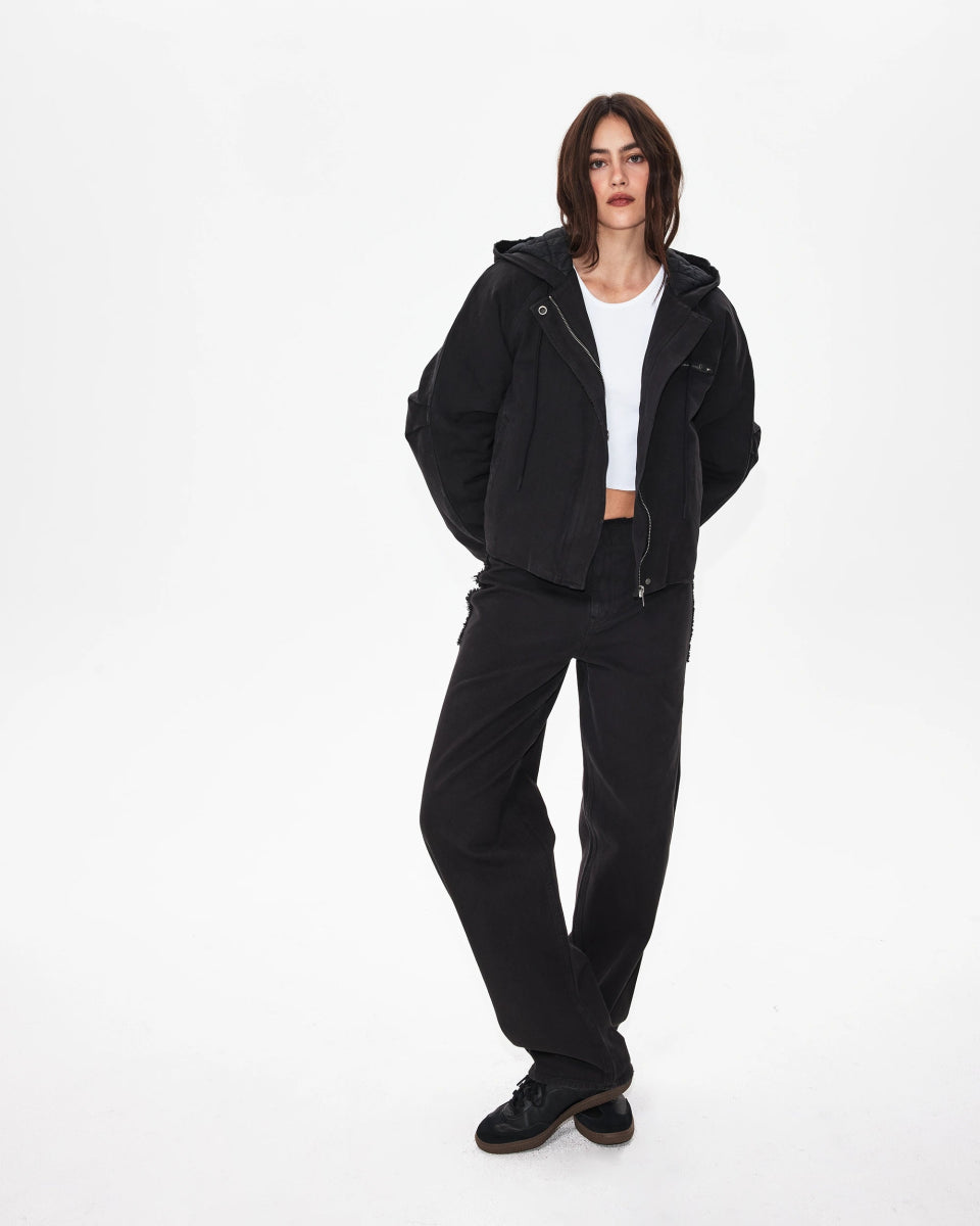 Raw Edge Canvas Pant | Washed Black