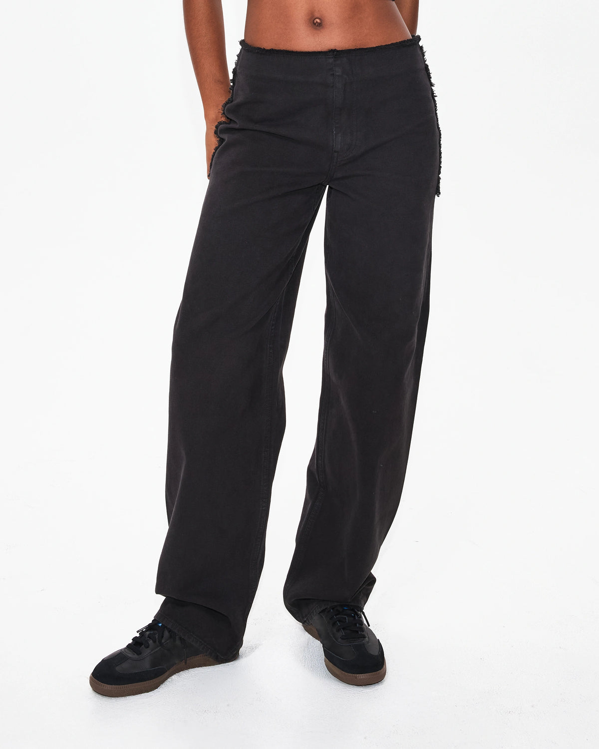 Black Raw Edge Canvas Pant Utility | Khy