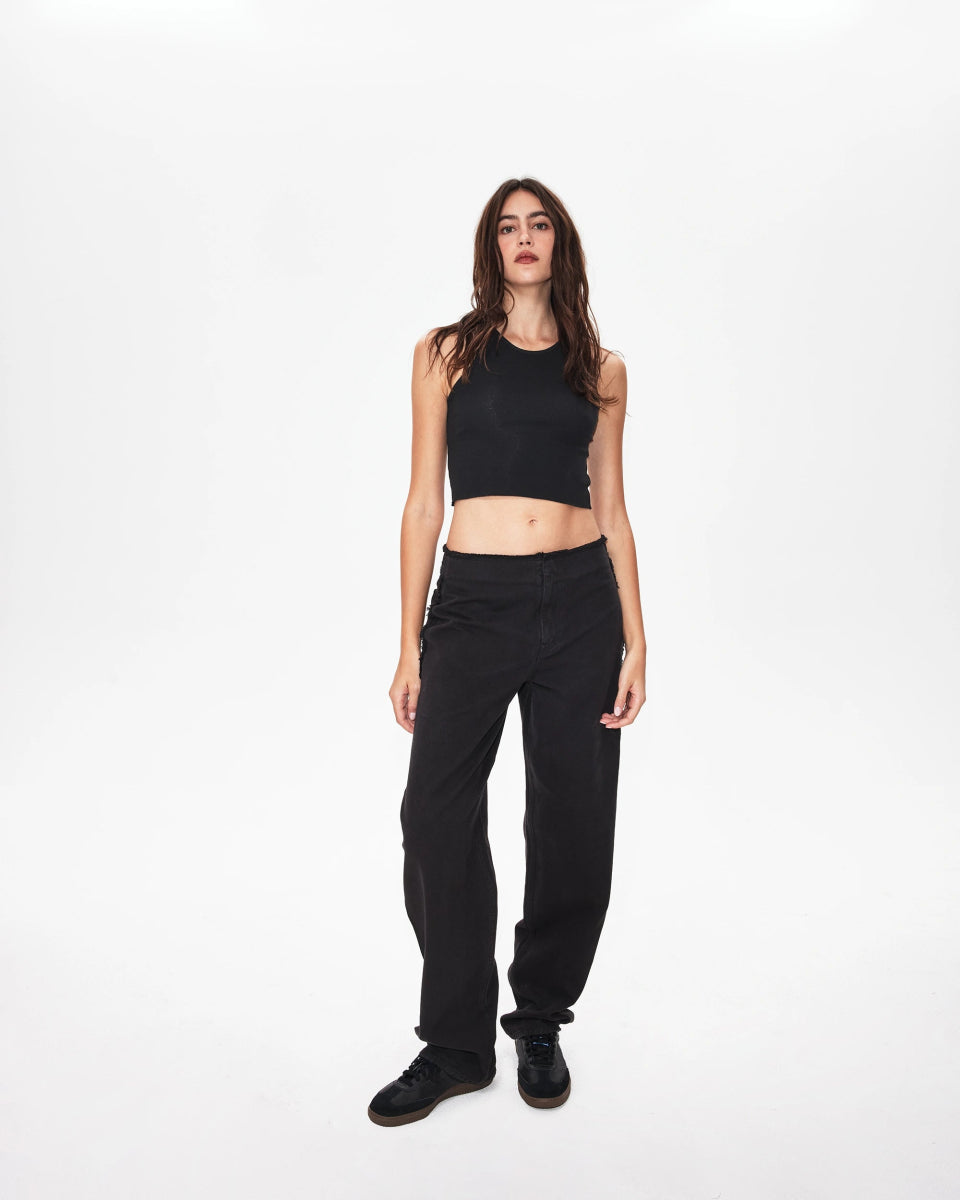 Raw Edge Canvas Pant | Washed Black