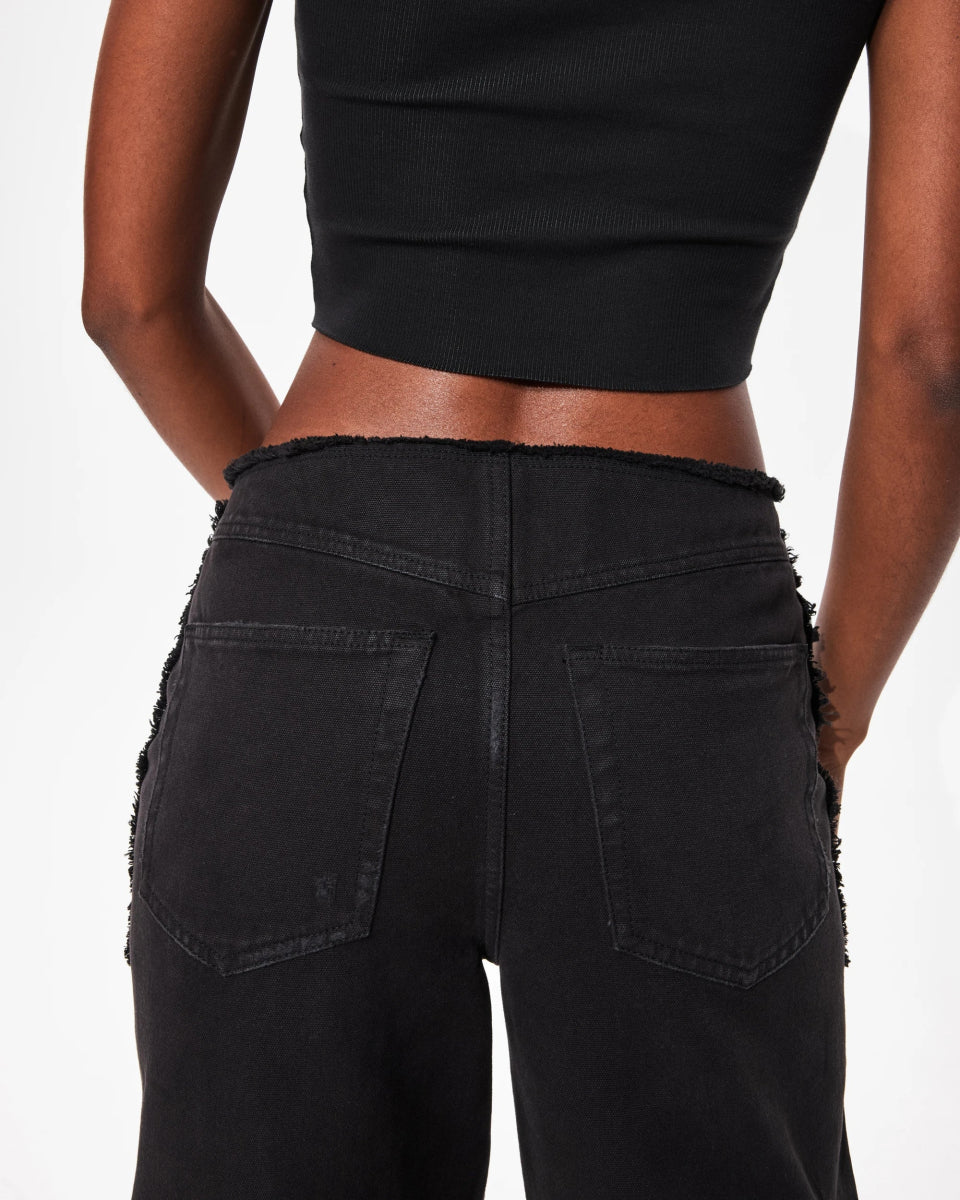 Raw Edge Canvas Pant | Washed Black