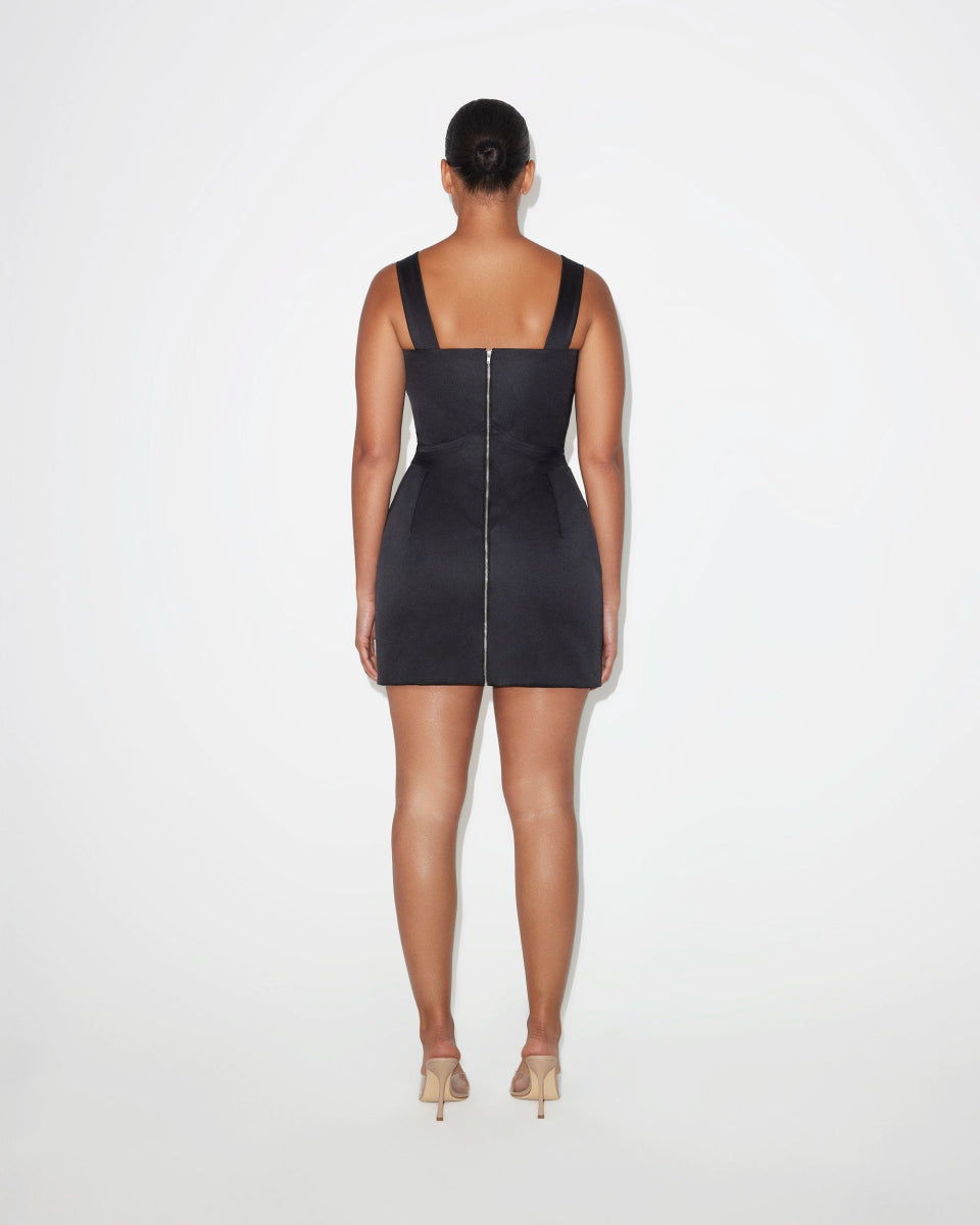 Satin Corset Mini Dress | Black