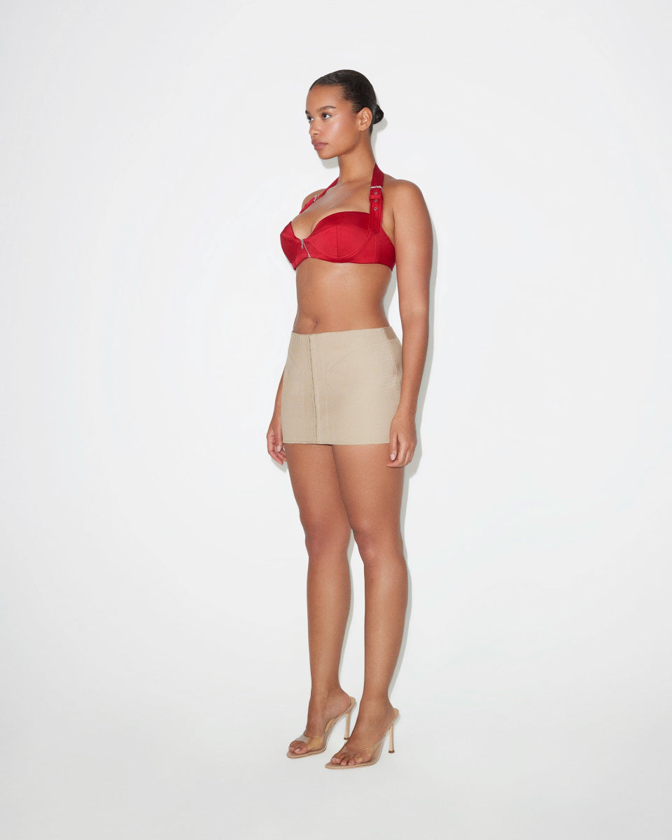 Satin Zipper Bralette | Ruby