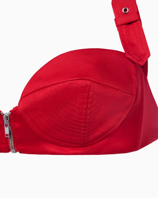 Satin Zipper Bralette | Ruby