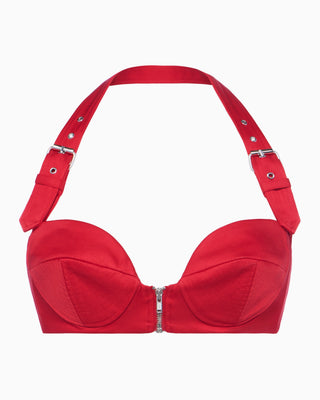 Satin Zipper Bralette | Ruby