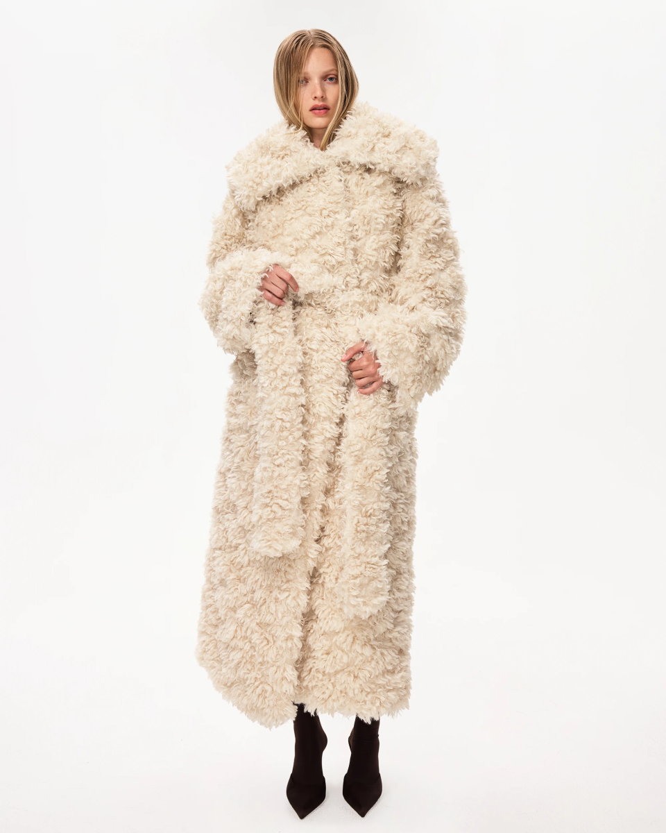 Shaggy Faux Fur Oversized Coat | Cream