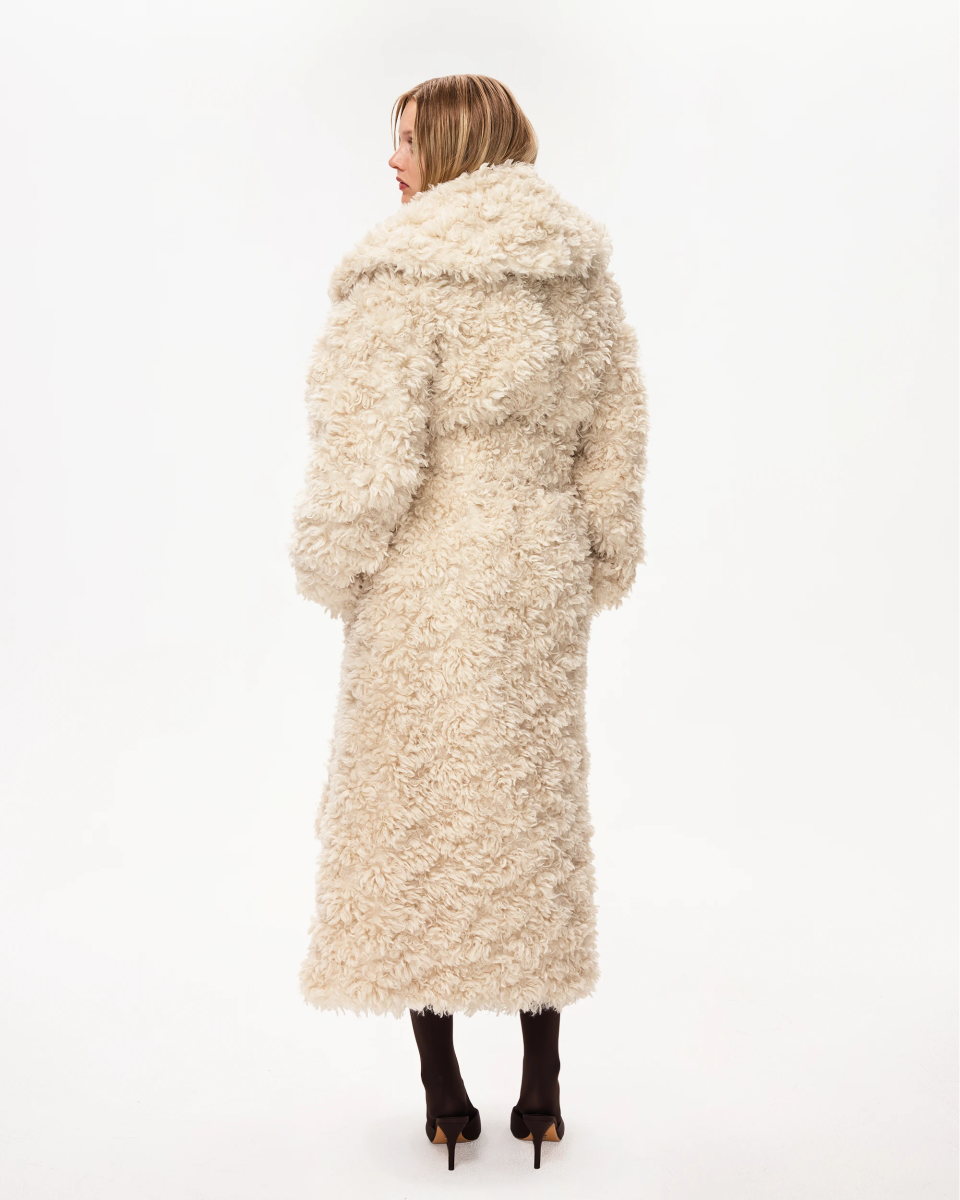 Shaggy Faux Fur Oversized Coat | Cream